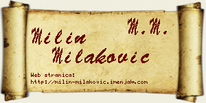Milin Milaković vizit kartica